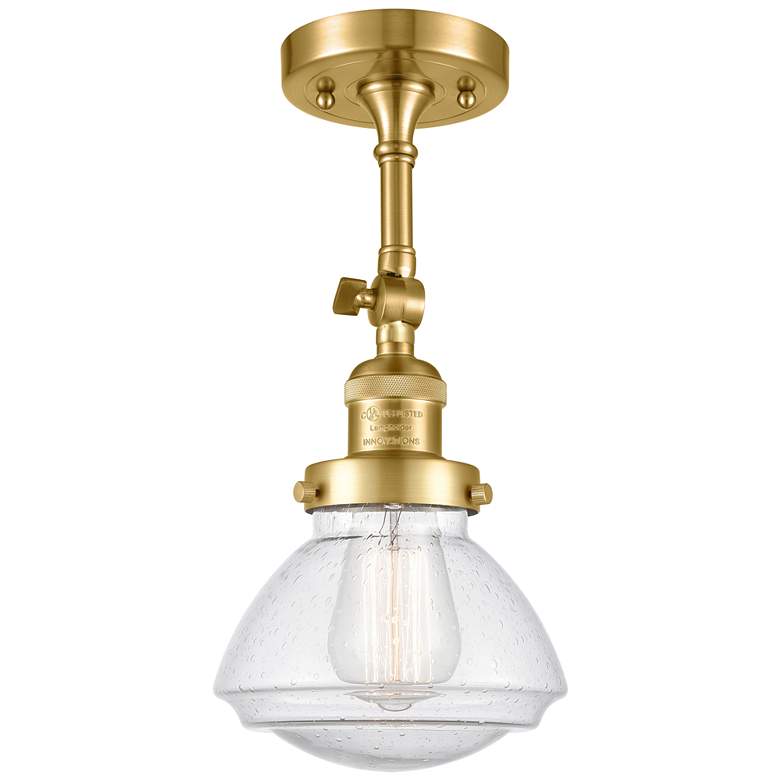 Image 1 Franklin Olean 7.75" High Satin Gold Sconce w/ Seedy Shade