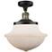 Franklin Oxford 11.75" Wide Black Brass Semi Flush Mount w/ White Shad