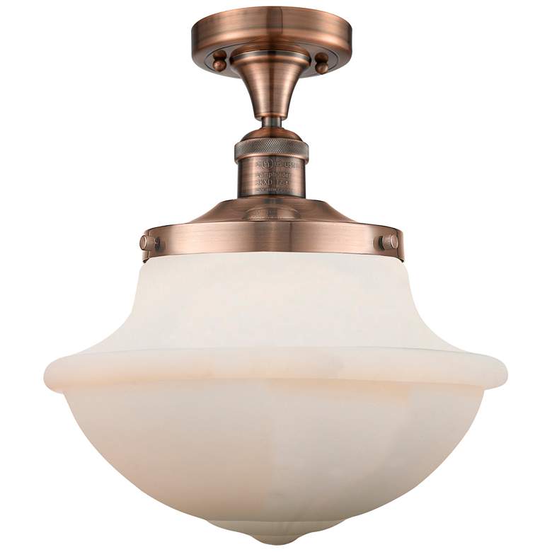 Image 1 Franklin Oxford 11.75" Wide Copper Semi Flush Mount w/ Matte White Sha
