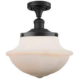 Image1 of Franklin Oxford 11.75" Wide Matte Black Semi Flush Mount w/ White Shad