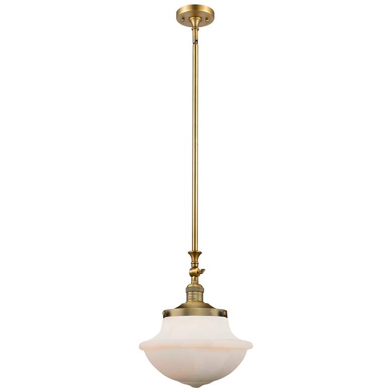Image 1 Franklin Oxford 11.75"W Brushed Brass Stem Hung Mini Pendant w/ White