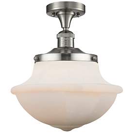 Image1 of Franklin Oxford 11.75"W Brushed Nickel Semi Flush Mount w/ White Shade