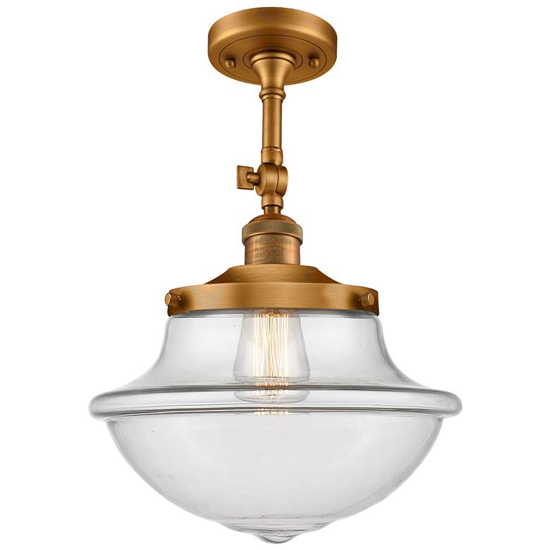 Image 1 Franklin Oxford 12" Brushed Brass Adjustable Semi Flush w/ Clear Shade
