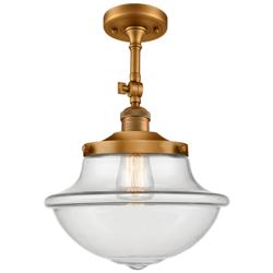 Franklin Oxford 12" Brushed Brass Adjustable Semi Flush w/ Clear Shade