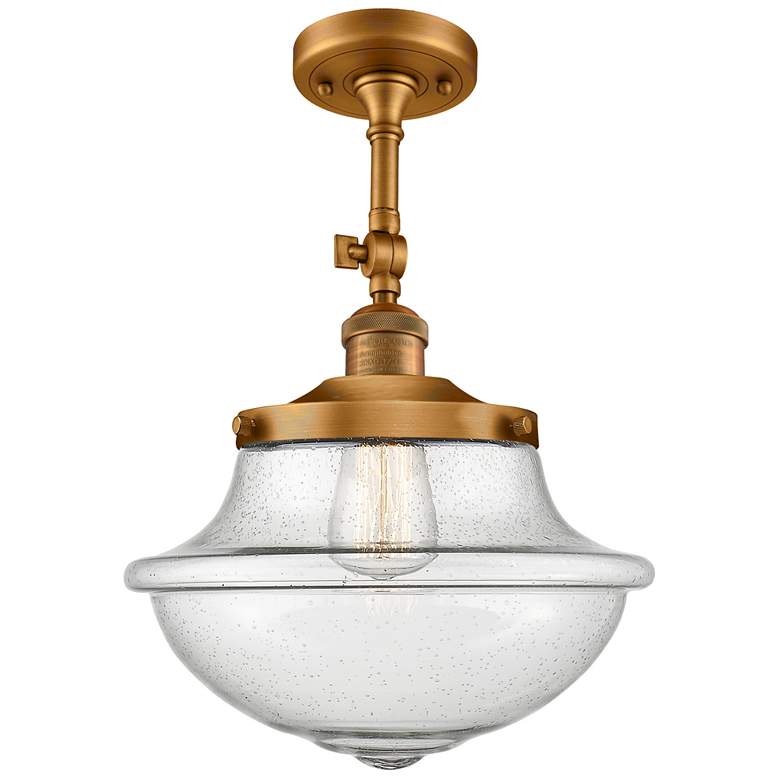 Image 1 Franklin Oxford 12" Brushed Brass Adjustable Semi Flush w/ Seedy Shade