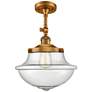 Franklin Oxford 12" Brushed Brass Adjustable Semi Flush w/ Seedy Shade