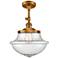 Franklin Oxford 12" Brushed Brass Adjustable Semi Flush w/ Seedy Shade
