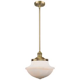 Image1 of Franklin Oxford 12" Brushed Brass Stemmed Mini Pendant w/ White Shade