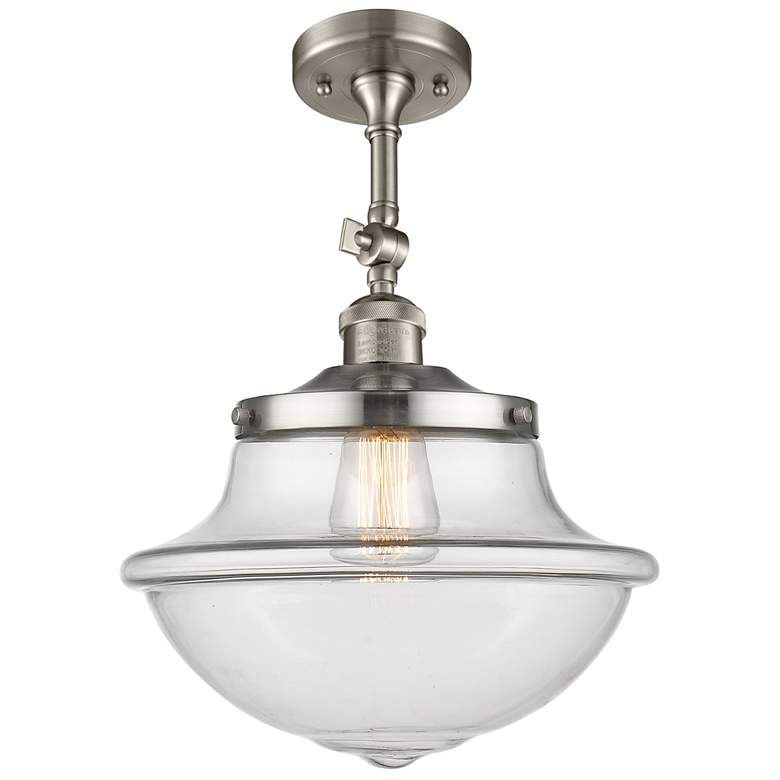 Image 1 Franklin Oxford 12" Brushed Nickel Adjustable Semi Flush w/ Clear Shad