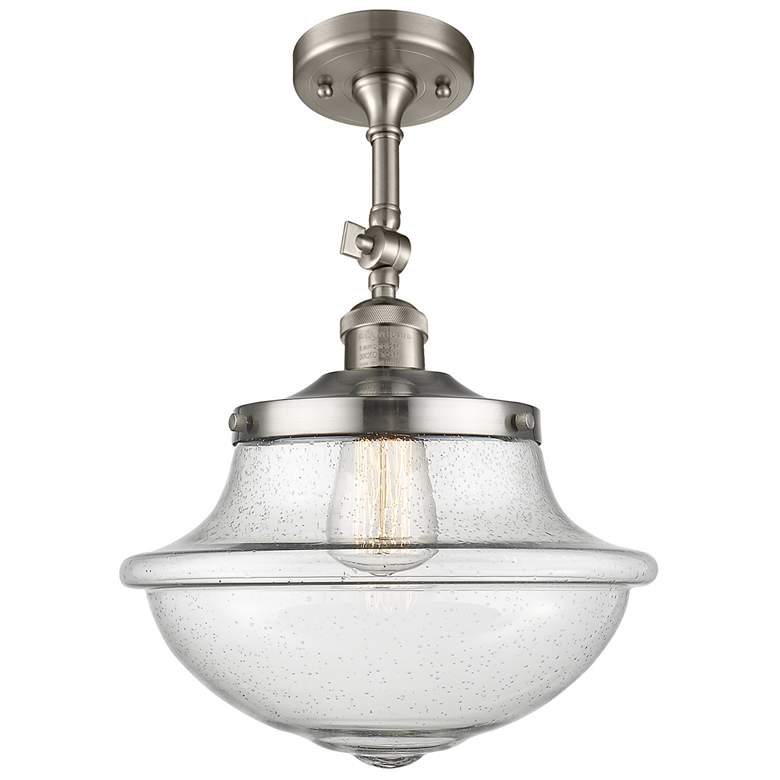 Image 1 Franklin Oxford 12" Brushed Nickel Adjustable Semi Flush w/ Seedy Shad