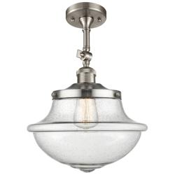 Franklin Oxford 12" Brushed Nickel Adjustable Semi Flush w/ Seedy Shad