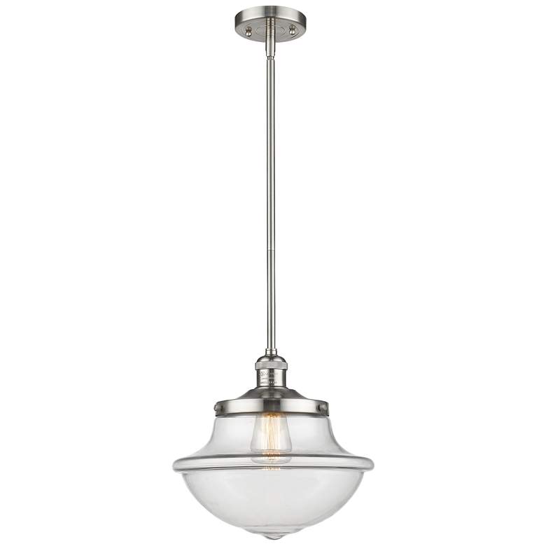 Image 1 Franklin Oxford 12" Brushed Nickel Stemmed Mini Pendant w/ Clear Shade