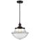 Franklin Oxford 12" Matte Black Corded Mini Pendant w/ Clear Shade