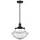 Franklin Oxford 12" Matte Black Corded Mini Pendant w/ Seedy Shade