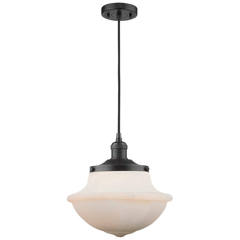 Image 1 Franklin Oxford 12" Matte Black Corded Mini Pendant w/ White Shade
