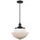Franklin Oxford 12" Matte Black Corded Mini Pendant w/ White Shade