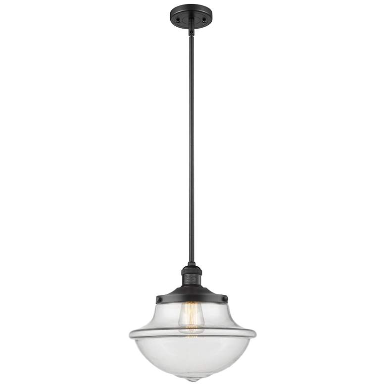 Image 1 Franklin Oxford 12" Matte Black Stemmed Mini Pendant w/ Clear Shade