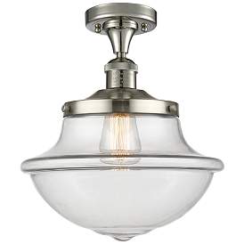Image1 of Franklin Oxford 12" Nickel and Clear Glass Schoolhouse Ceiling Light
