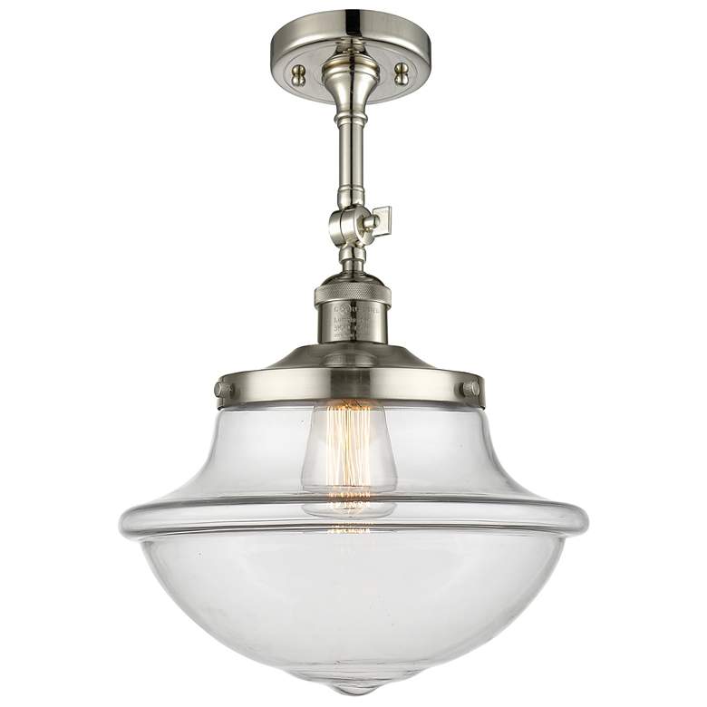 Image 1 Franklin Oxford 12 inch Polished Nickel Adjustable Semi Flush w/ Clear Sha