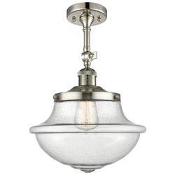 Franklin Oxford 12" Polished Nickel Adjustable Semi Flush w/ Seedy Sha