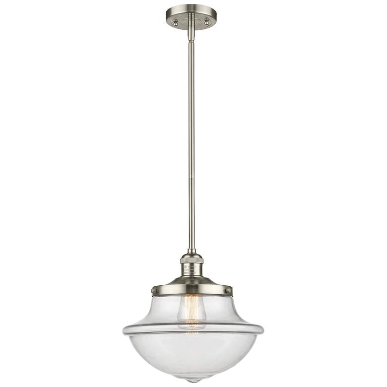 Image 1 Franklin Oxford 12" Polished Nickel Stemmed Mini Pendant w/ Clear Shad