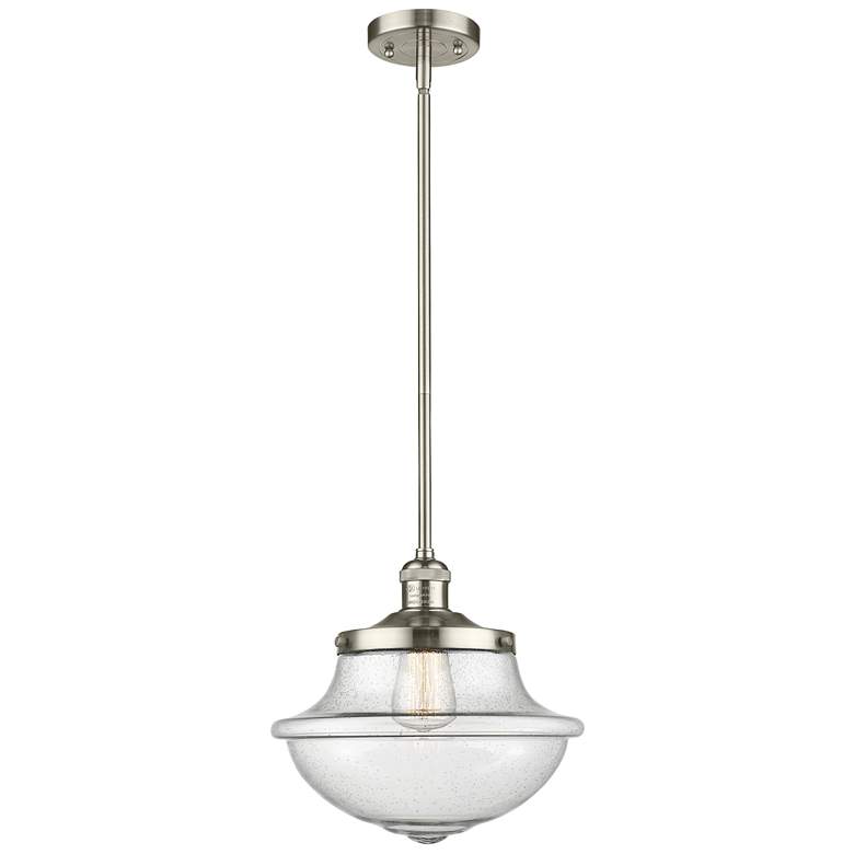 Image 1 Franklin Oxford 12" Polished Nickel Stemmed Mini Pendant w/ Seedy Shad