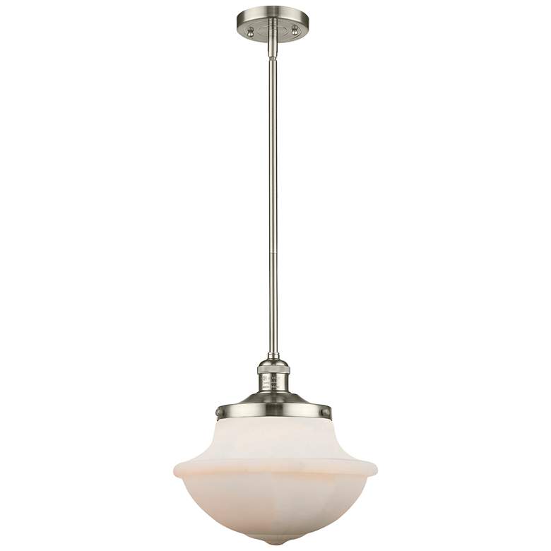 Image 1 Franklin Oxford 12" Polished Nickel Stemmed Mini Pendant w/ White Shad