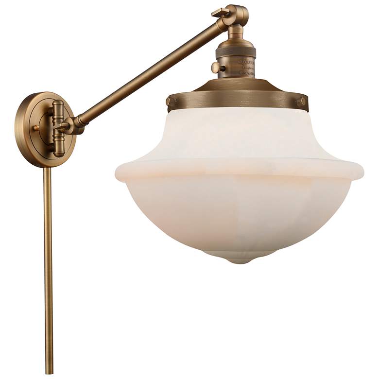 Image 1 Franklin Oxford 13" High Brushed Brass Swing Arm w/ Matte White Shade