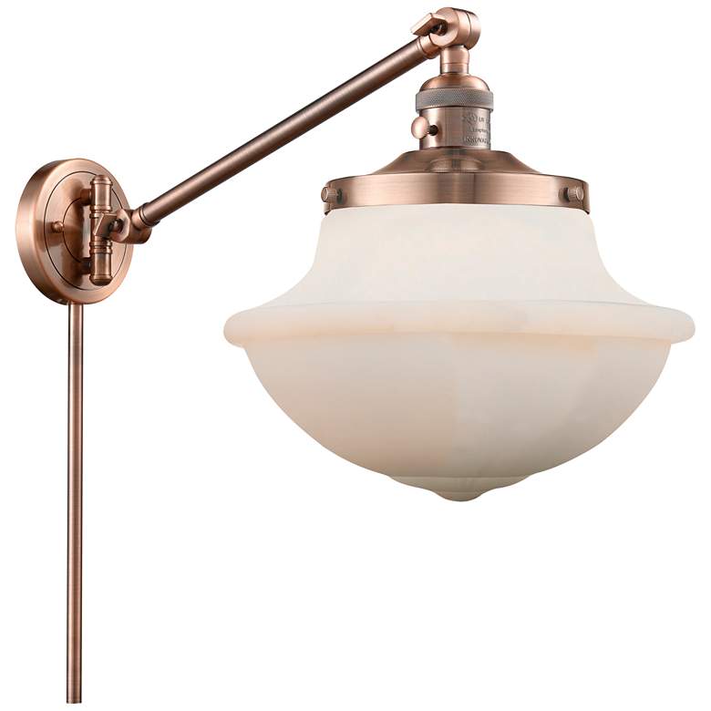 Image 1 Franklin Oxford 13" High Copper Swing Arm w/ Matte White Shade