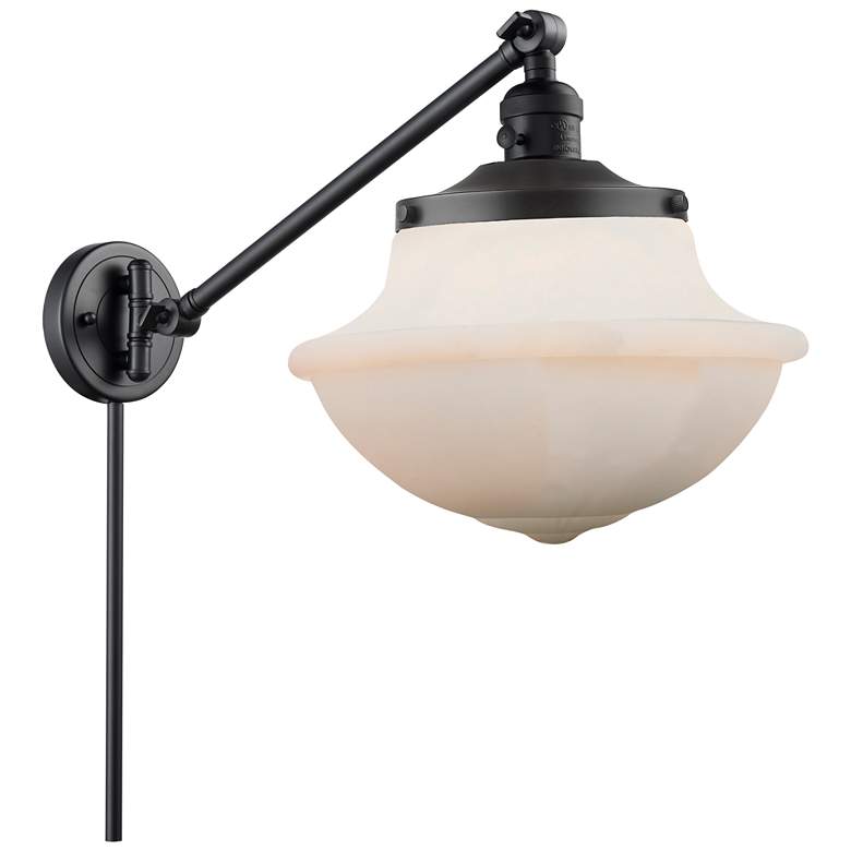 Image 1 Franklin Oxford 13" High Matte Black Swing Arm w/ Matte White Shade