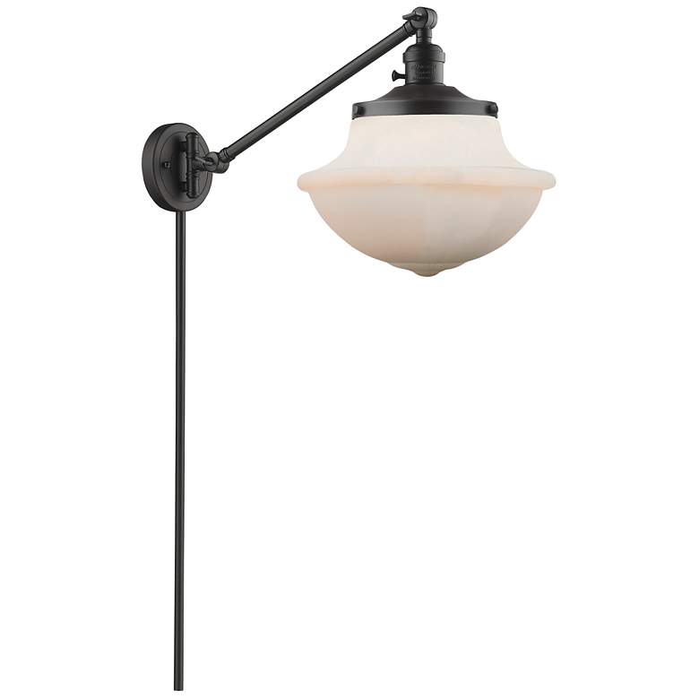 Image 1 Franklin Oxford 13" High Oil Rubbed Bronze Swing Arm w/ Matte White Sh