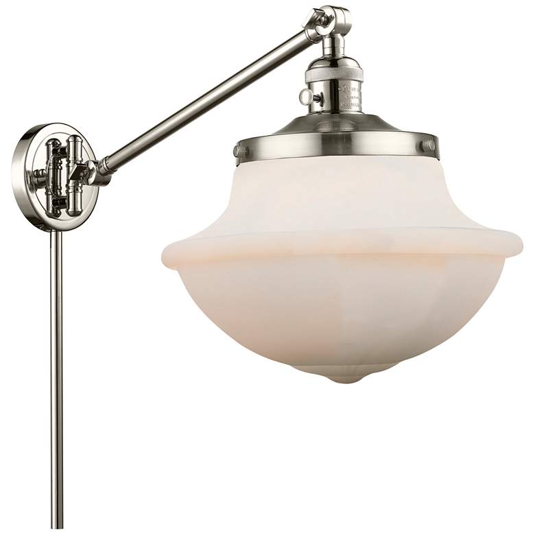 Image 1 Franklin Oxford 13" High Polished Nickel Swing Arm w/ Matte White Shad