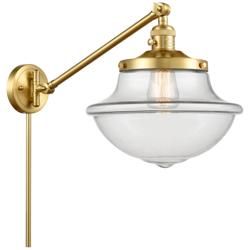 Franklin Oxford 13" High Satin Gold Swing Arm w/ Clear Shade