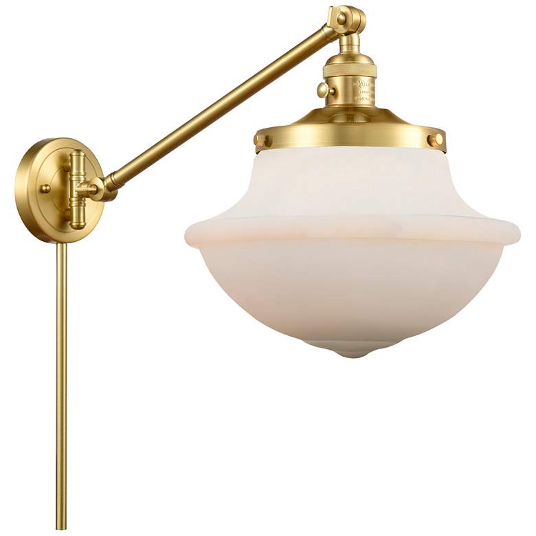 Image 1 Franklin Oxford 13" High Satin Gold Swing Arm w/ Matte White Shade