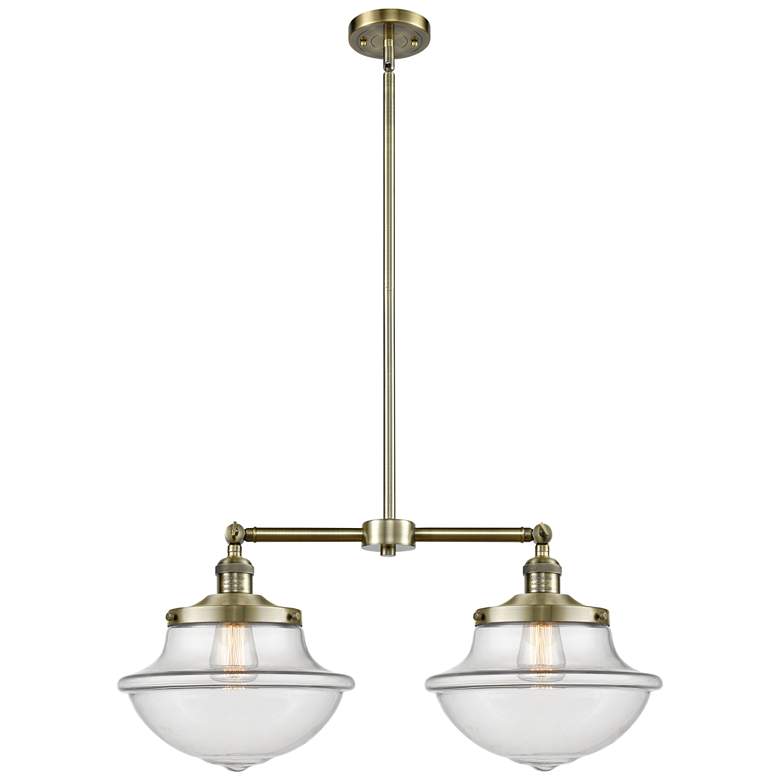 Image 1 Franklin Oxford 25" Wide 2 Light Antique Brass Island Light w/ Clear S