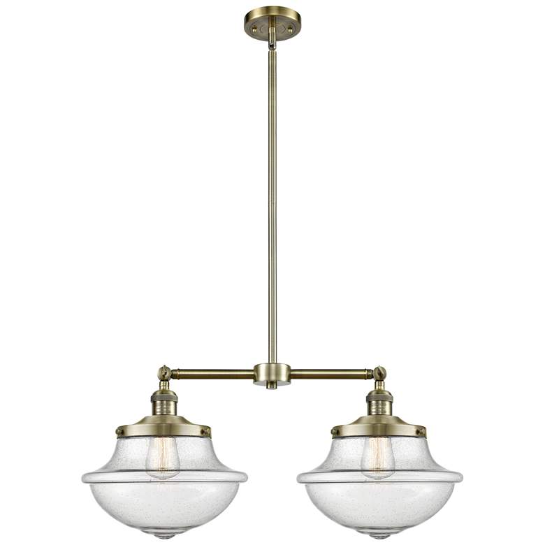 Image 1 Franklin Oxford 25" Wide 2 Light Antique Brass Island Light w/ Seedy S
