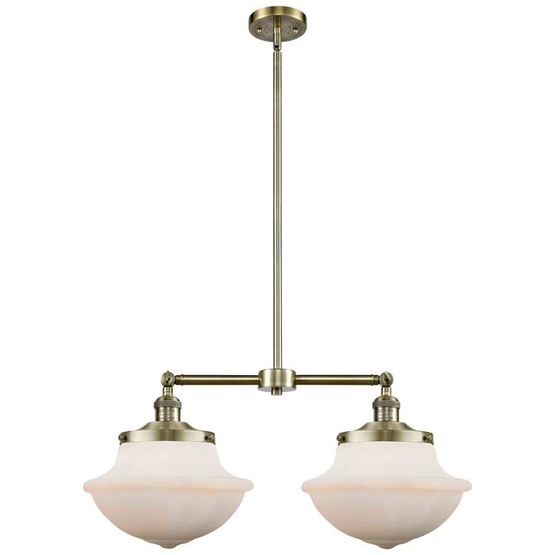 Image 1 Franklin Oxford 25" Wide 2 Light Antique Brass Island Light w/ White S