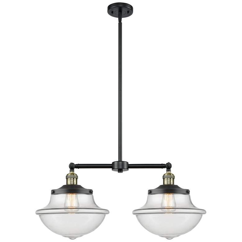 Image 1 Franklin Oxford 25" Wide 2 Light Black Brass Island Light w/ Clear Sha