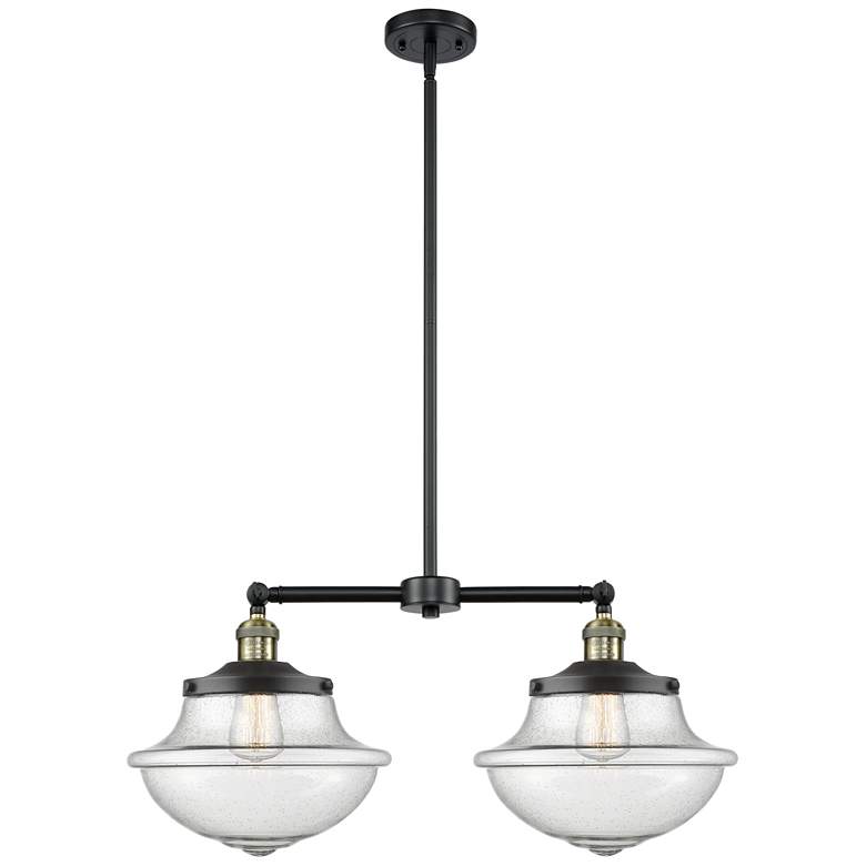 Image 1 Franklin Oxford 25" Wide 2 Light Black Brass Island Light w/ Seedy Sha
