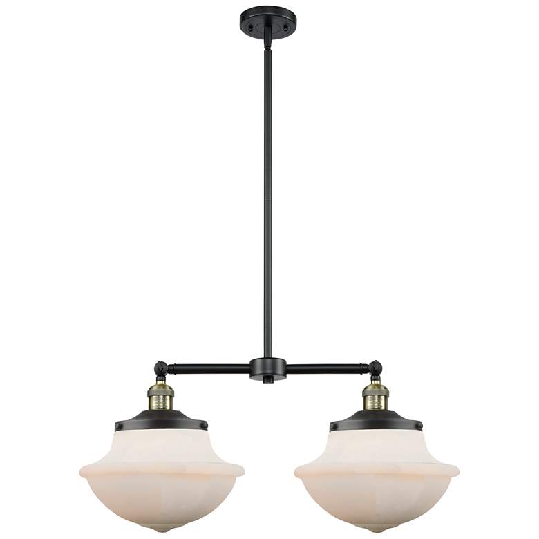 Image 1 Franklin Oxford 25" Wide 2 Light Black Brass Island Light w/ White Sha