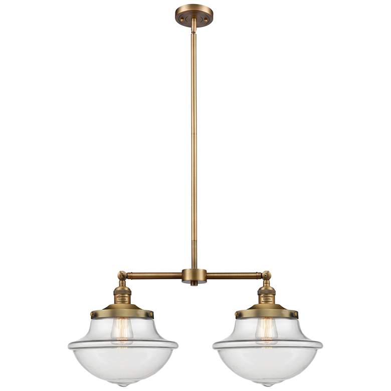 Image 1 Franklin Oxford 25" Wide 2 Light Brushed Brass Island Light w/ Clear S