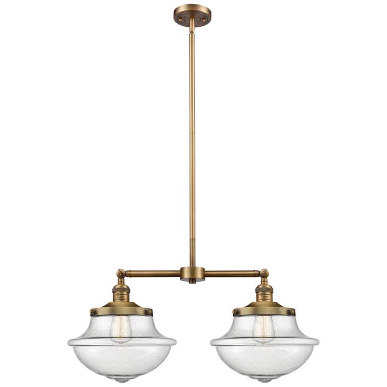Image 1 Franklin Oxford 25" Wide 2 Light Brushed Brass Island Light w/ Seedy S