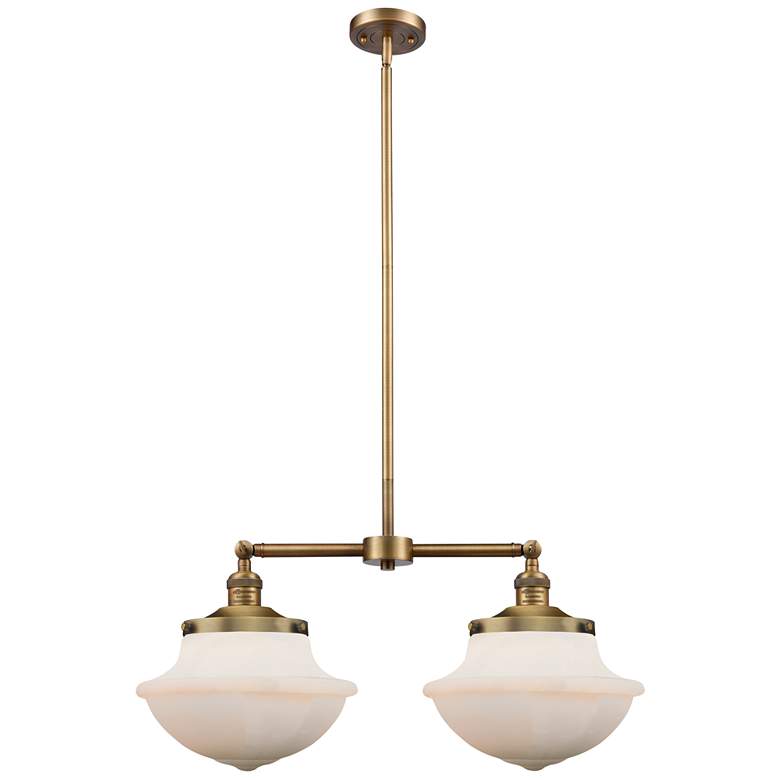 Image 1 Franklin Oxford 25" Wide 2 Light Brushed Brass Island Light w/ White S