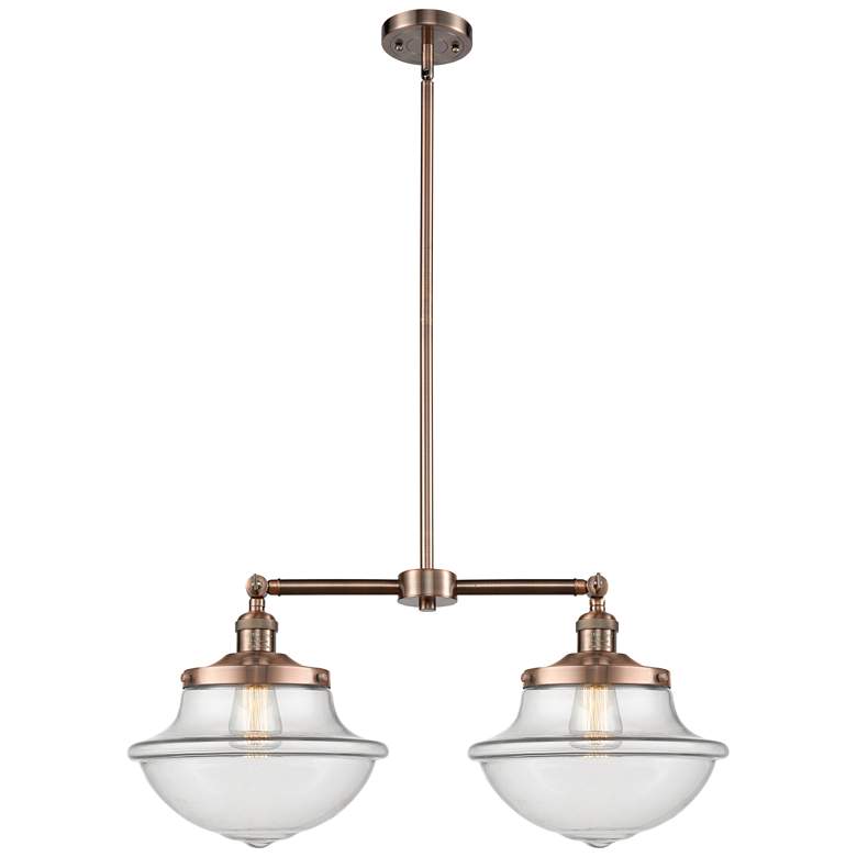 Image 1 Franklin Oxford 25" Wide 2 Light Copper Island Light w/ Clear Shade