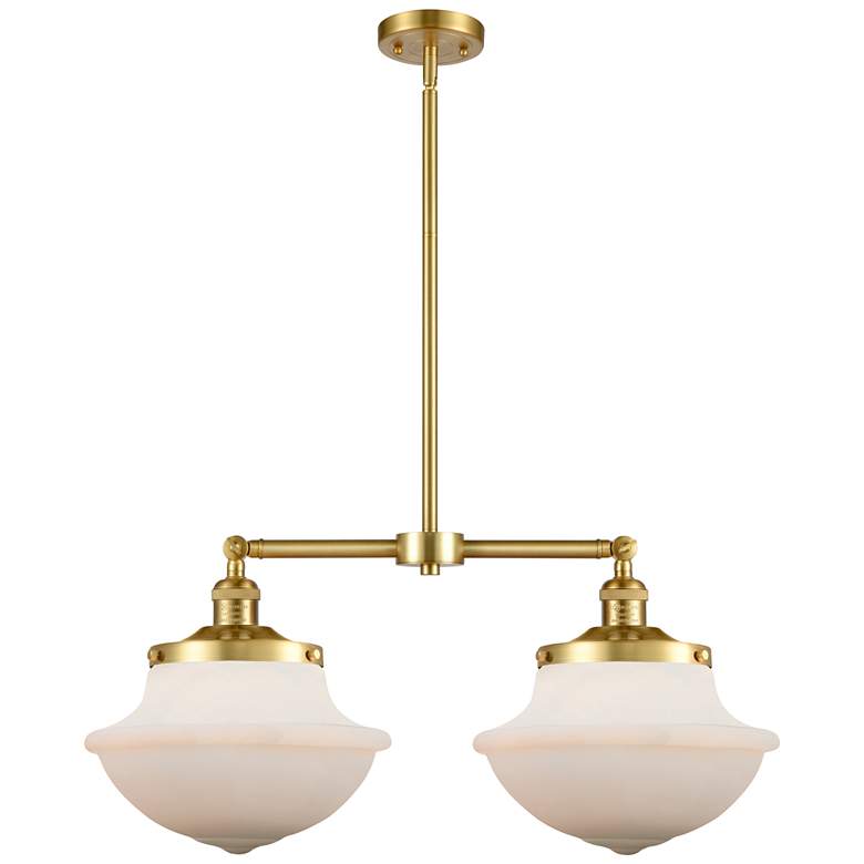 Image 1 Franklin Oxford 25" Wide 2 Light Gold Island Light w/ Matte White Shad