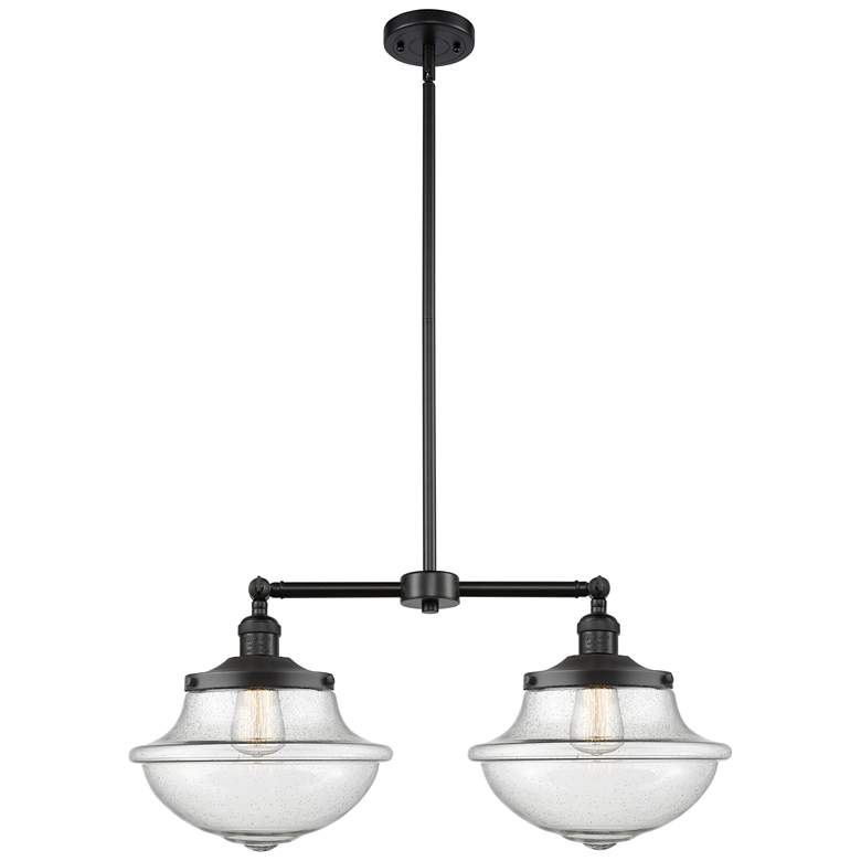 Image 1 Franklin Oxford 25" Wide 2 Light Matte Black Island Light w/ Seedy Sha