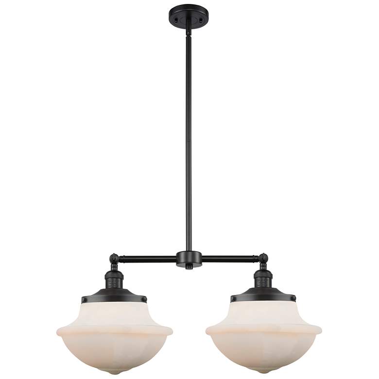 Image 1 Franklin Oxford 25" Wide 2 Light Matte Black Island Light w/ White Sha