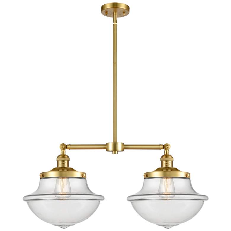 Image 1 Franklin Oxford 25" Wide 2 Light Satin Gold Island Light w/ Clear Shad