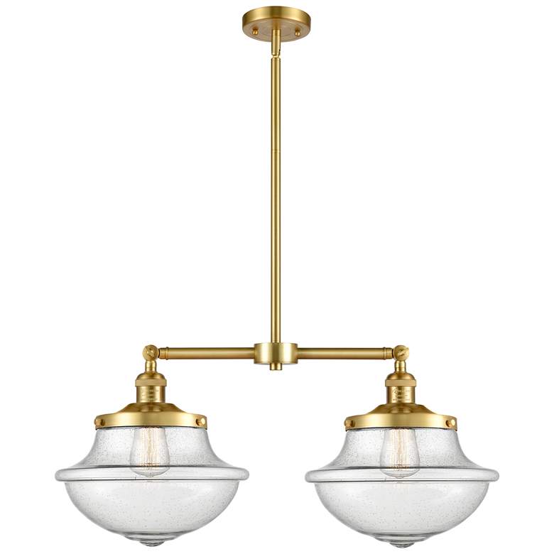 Image 1 Franklin Oxford 25" Wide 2 Light Satin Gold Island Light w/ Seedy Shad