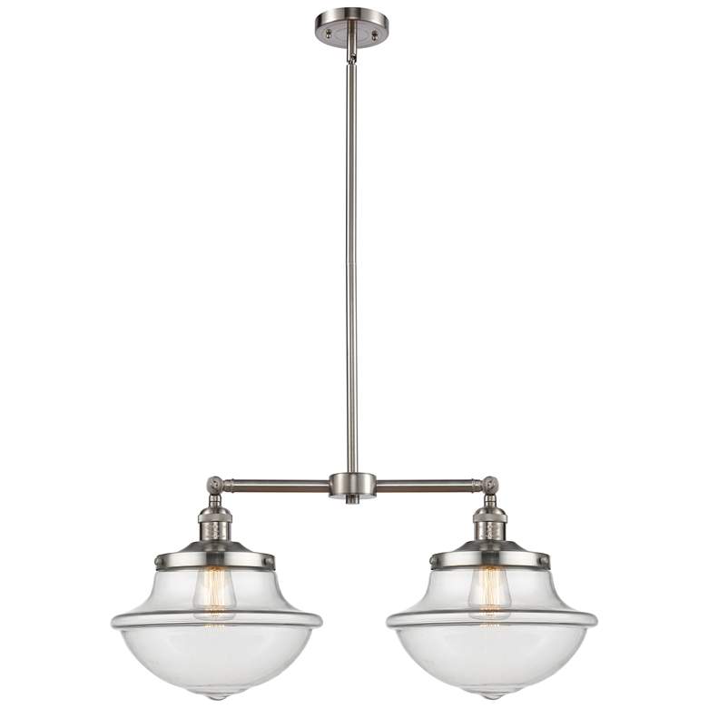 Image 1 Franklin Oxford 25"W 2 Light Brushed Nickel Island Light w/ Clear Shad